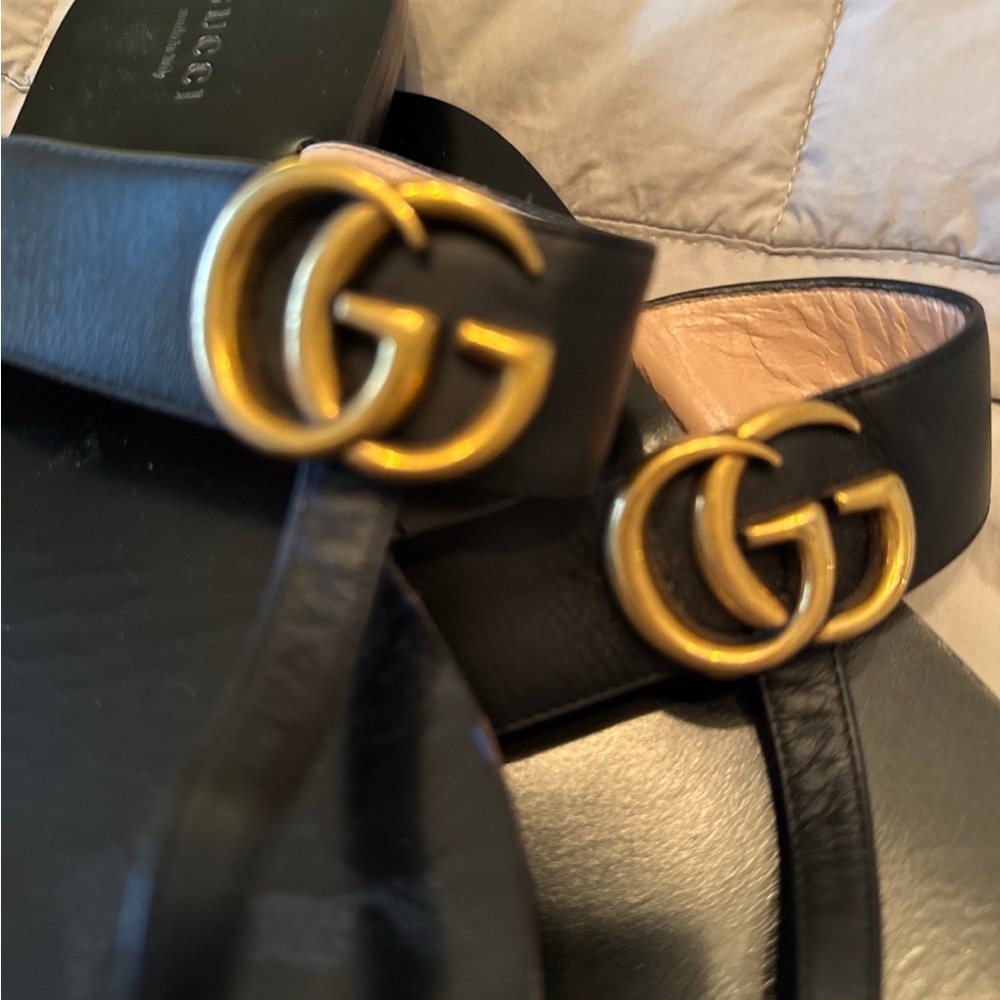 Gucci Black Leather Double G Thong Sandals Size 39 8.5 - Picture 7 of 7